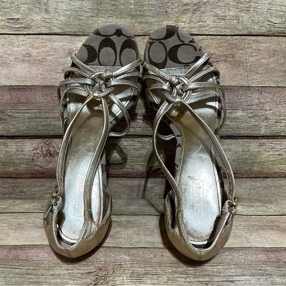 Coach Joslin Gold Wedge Sandals - Picture 6 of 8